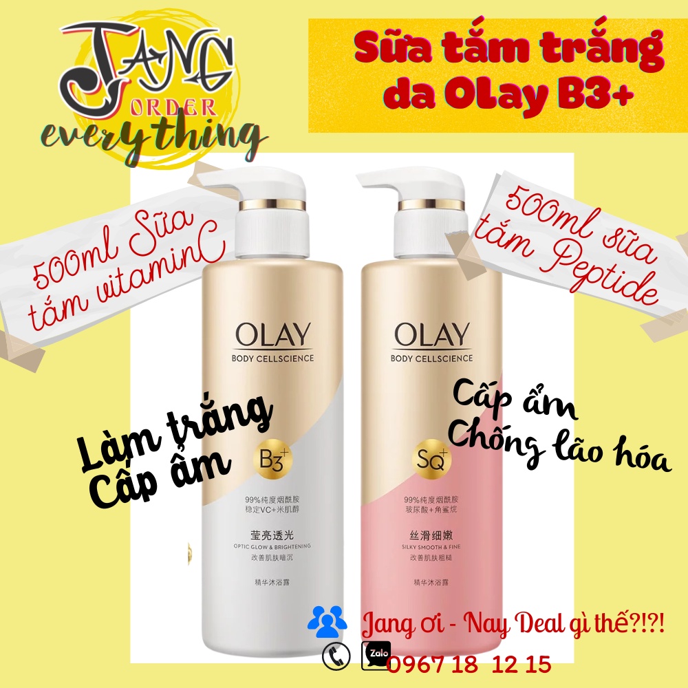 Sữa tắm Olay B3+ Trắng da siêu cấp ẩm Vitamin C - Peptide