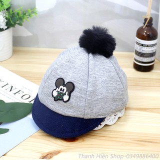 Mũ lưỡi trai quả bông M005-mickey ghi cho bé từ 0-1T