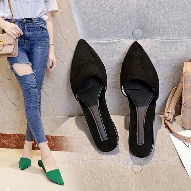 2021 Sục nữ trơn da lộn đế 1.5cm hàng Quảng Châu