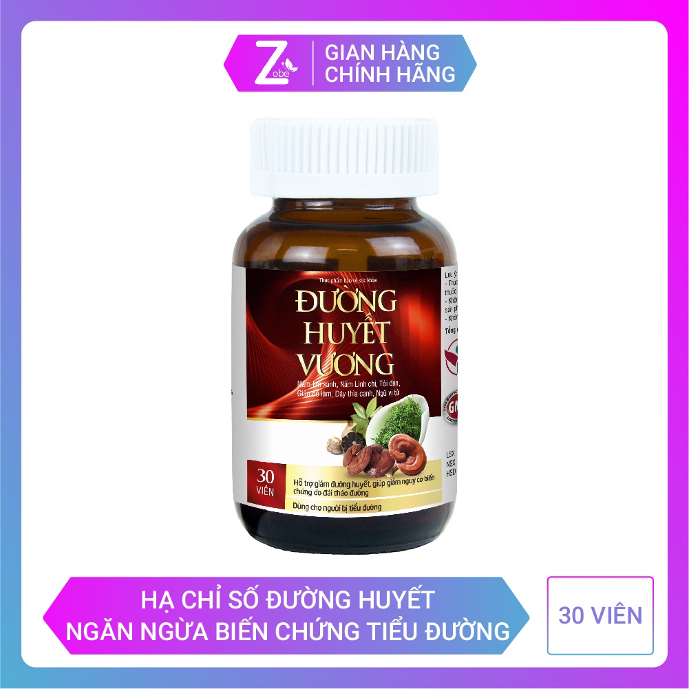 Viên Uống Hỗ Trợ Giảm Đường Huyết và Giảm Nguy Cơ Biến Chứng Của Đái Tháo Đường - Đường Huyết Vương Hủ 30 viên