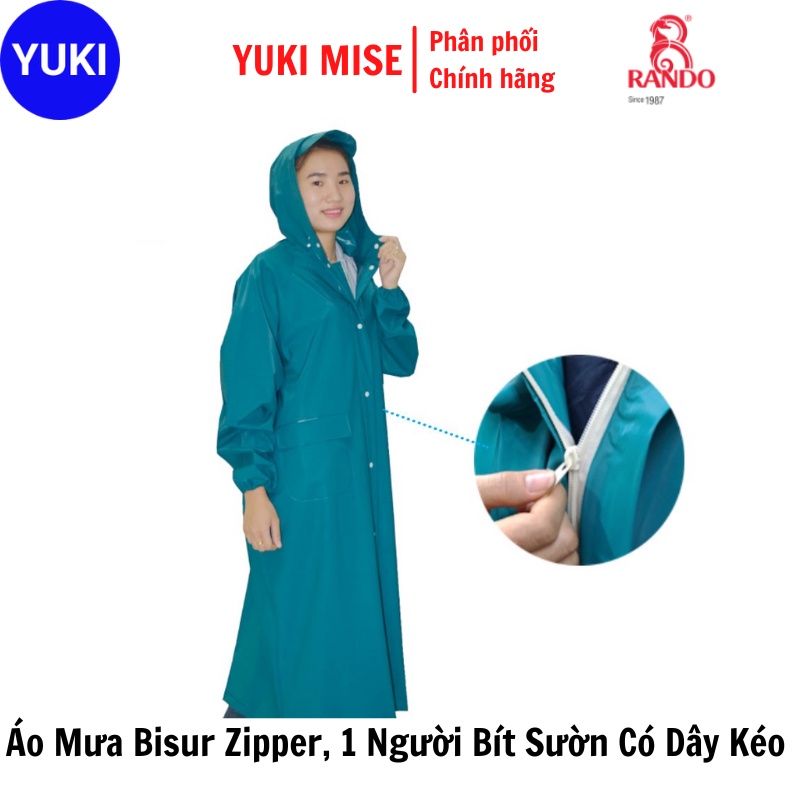 Áo Mưa Bisur Zipper Free size 1 Người Bít Sườn Có Dây Kéo, RANDO APPS-53