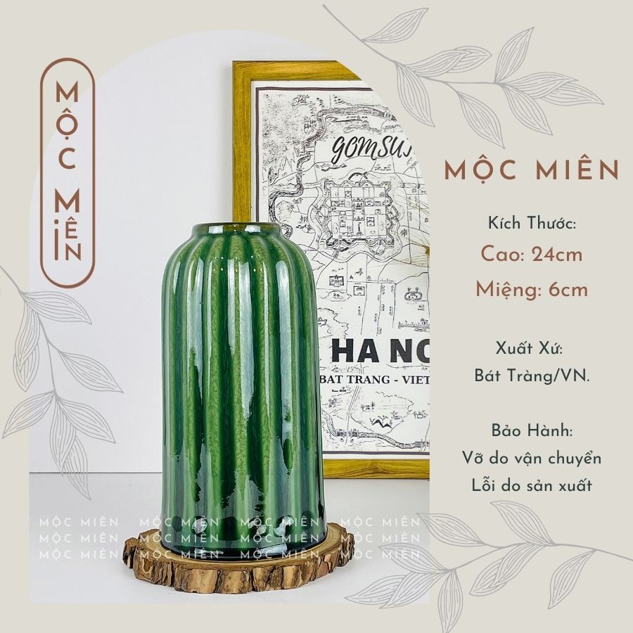 Bình hoa gốm sứ men hoả biến Rêu Xước cỡ Nhỡ lọ hoa decor trang trí nhiều mẫu, Mộc Miên, gôm sứ bát tràng