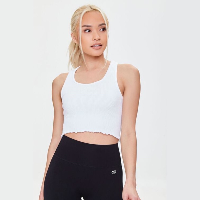 Áo croptop ba lỗ hai dây ôm body - Ribbed Split-Neck Crop Top • Storenyy