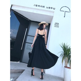 Váy maxi 2 dây thắt nơ lưng