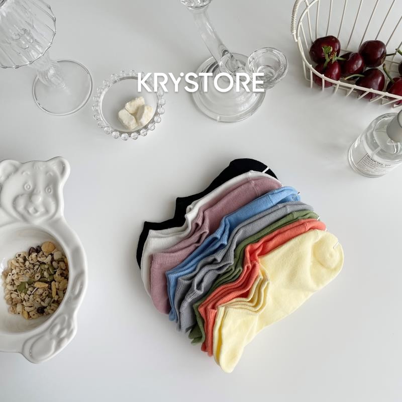 Tất vớ lười nữ trơn màu basic chất cotton thoáng Krystore TL08