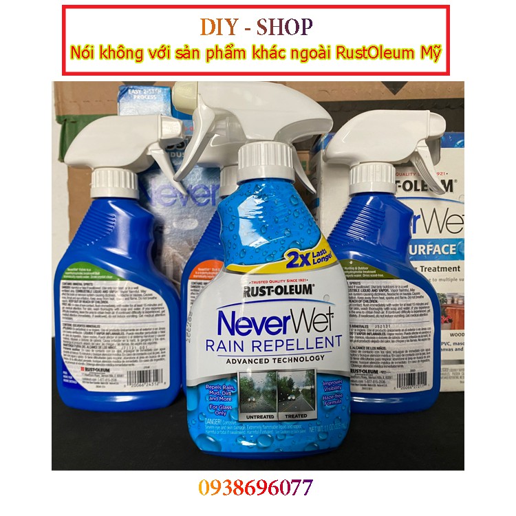 Xịt Phủ Nano Cho Kính Xe - Neverwet Rain Repellent (Xịt Nano tạo hiệu ứng lá sen đẩy nước nhanh khỏi kính xe đến từ Mỹ)