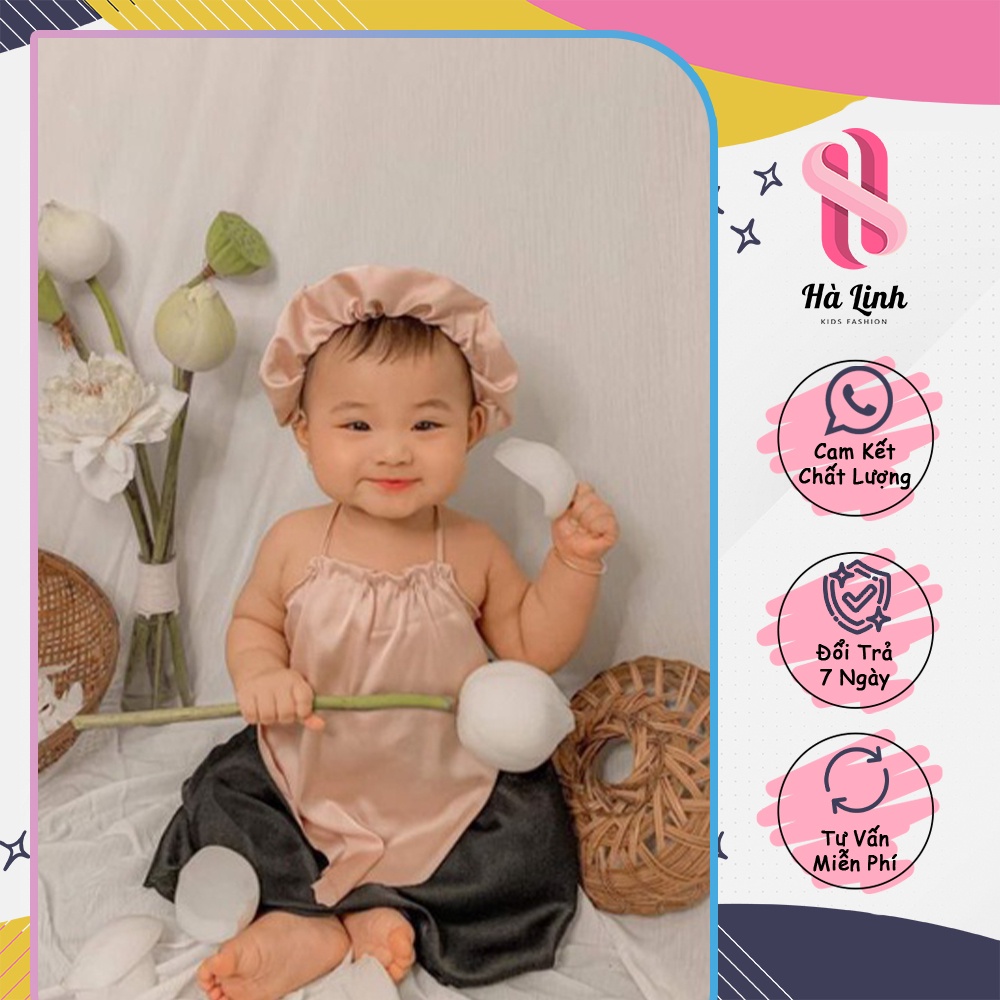 Đầm yếm đào bé gái ,set váy yếm tặng kèm mấn cho bé -A24