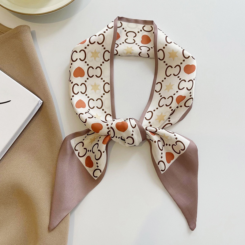 Khăn Choàng Cổ Bằng Lụa Màu Khaki Phong Cách Hàn Quốc Thời Trang Xuân Hè