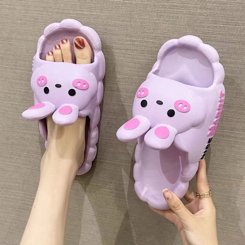 Dép đi trong nhà RENBEN đế dày chống trượt họa tiết thỏ xinh xắn dễ thương