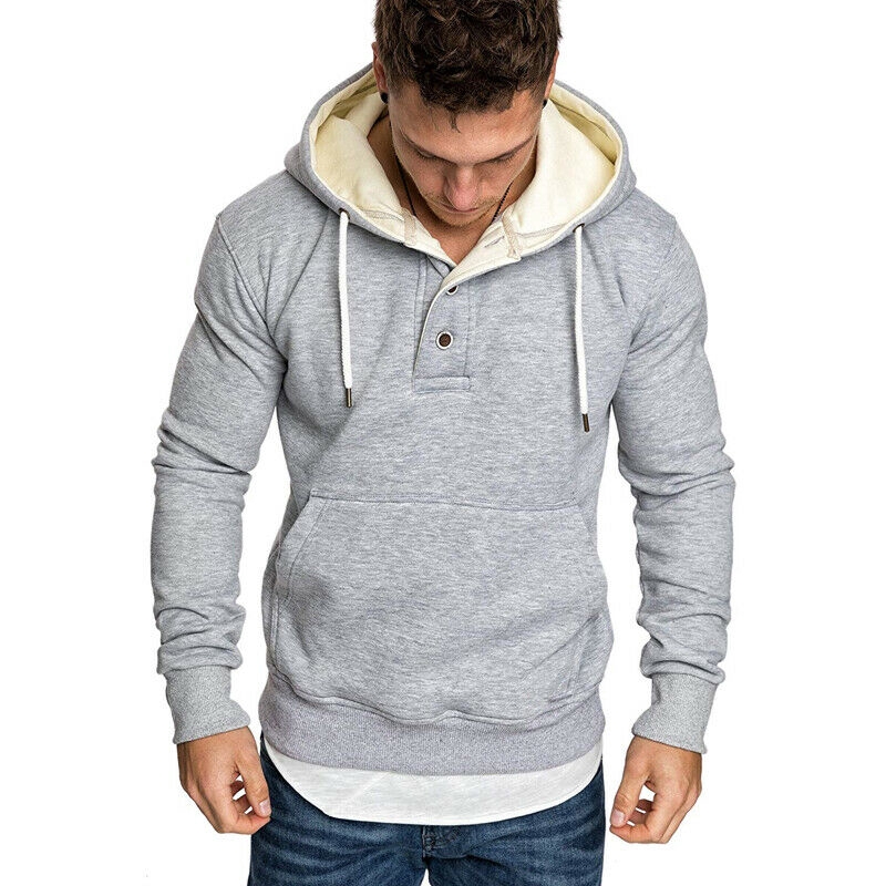 Áo Hoodies tay dài phối nút phong cách thể thao năng động cho nam | BigBuy360 - bigbuy360.vn