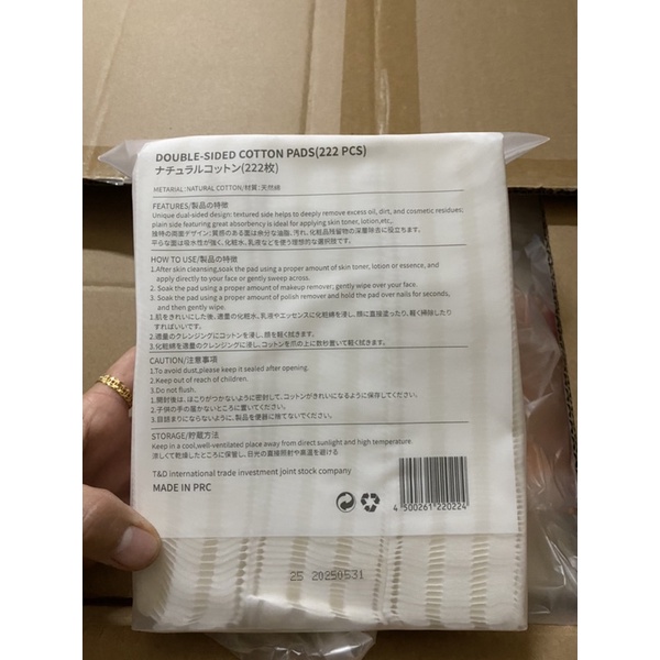 Bông tẩy trang 3 lớp Cotton Pads 222 miếng nội địa Trung