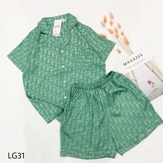 Bộ pyjama màu xanh lụa gấm Aniva