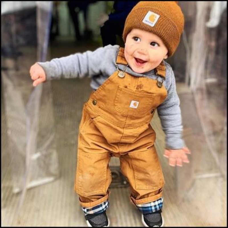 Quần yếm nâu Carhartt xuất dư size 3m-4y (form to)