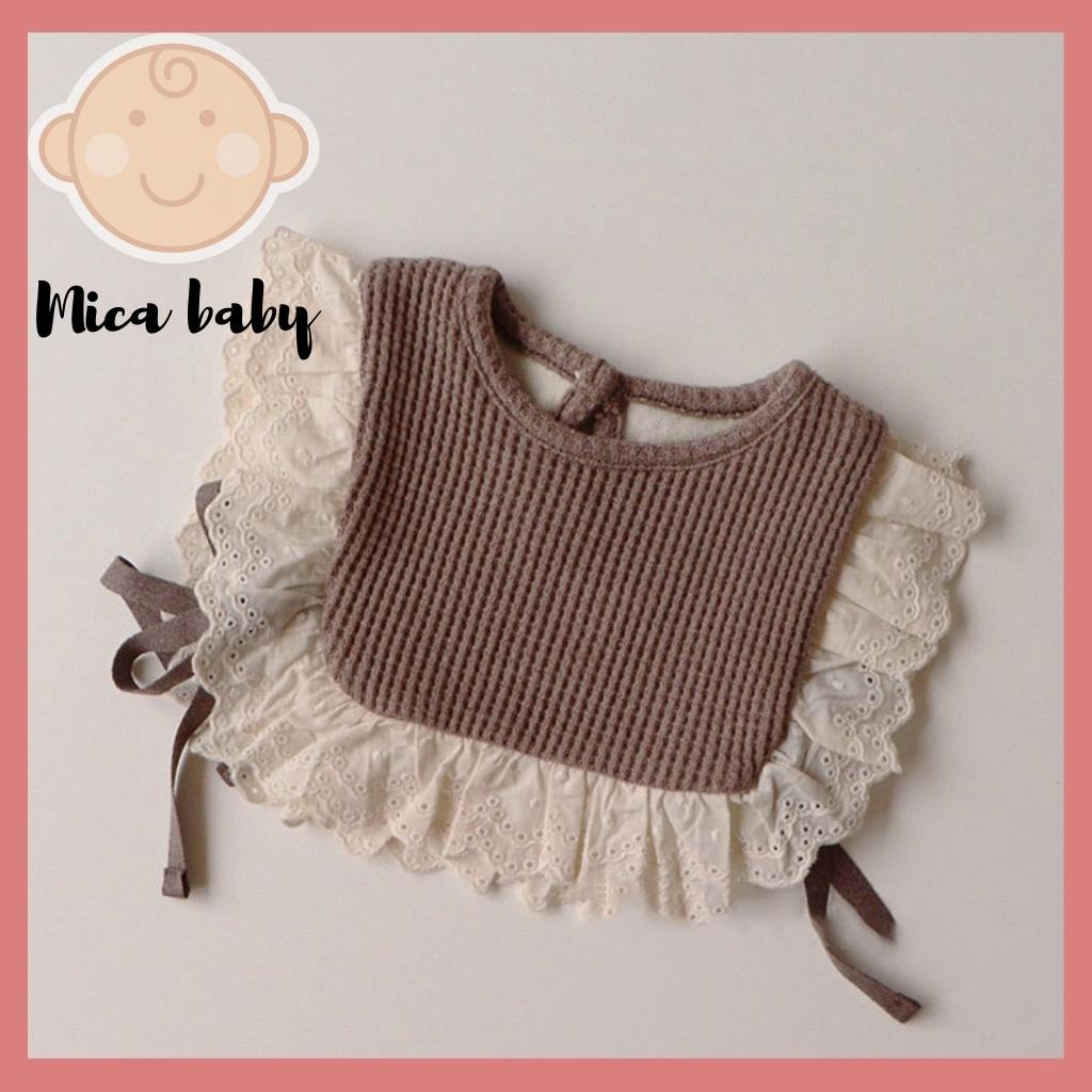Yếm vuông viền bèo cột dây đáng yêu cho bé Mica baby YC03
