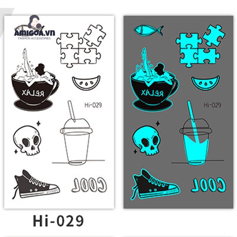 ✨✨1 Miếng Dán Hình Xăm Kỳ Lân Tiên Cá Hoạt Hình Màu Dạ Quang Chống Thấm Nước Dành Cho Học Sinh