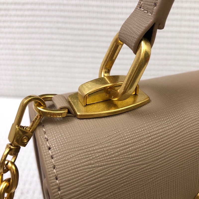 Túi xách tay nữ da dầy trơn phom đứng có dây đeo chéo tháo rời tuỳ chỉnh prada