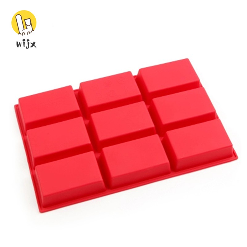 WiJx 3D Silicone Mold with 9 Cavity Mini Fancy Brownie Cake Pan Fondant Baking Chocolate Mould Heat Resistance DIY Tool .VN