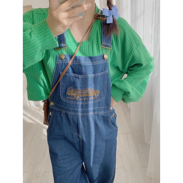 Yếm jean tàu hoả, yếm jean nữ ullzang, yếm denim