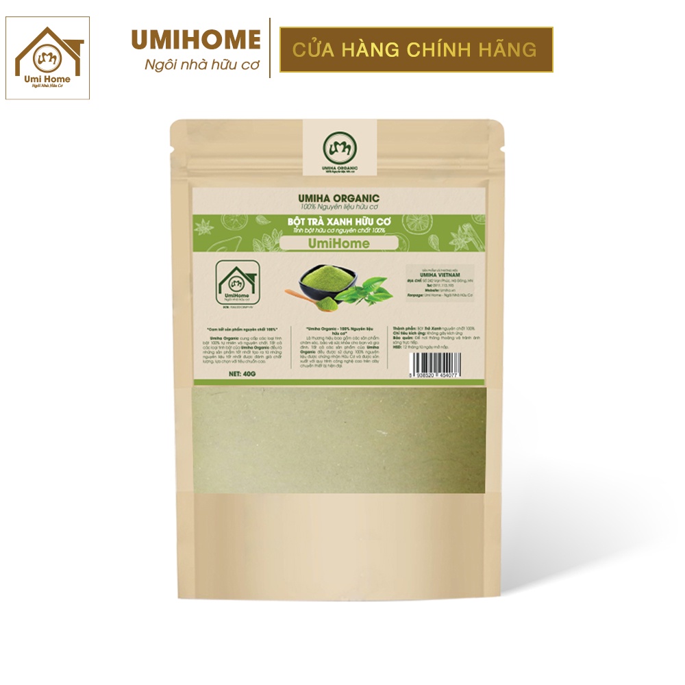 Bột Trà Xanh hữu cơ UMIHOME nguyên chất | Green tea powder 100% Organic 40G