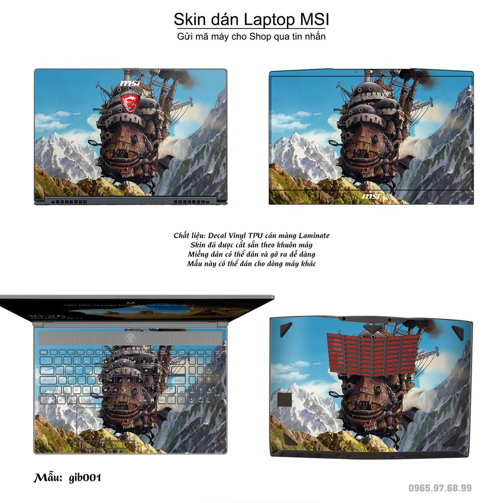Skin dán Laptop MSI in hình Ghibli (inbox mã máy cho Shop)