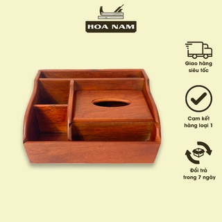 Hộp đựng giấy ăn, hộp đa năng bằng gỗ hương trơn sang trọng, đẹp, đẳng cấp để bàn DN01