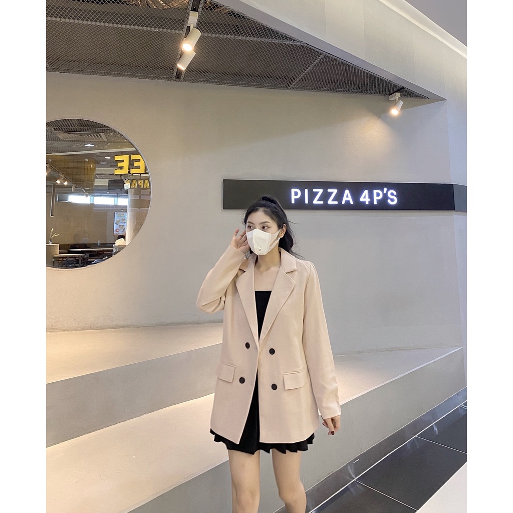 [Ảnh thật] Áo khoác blazer phong cách Hàn Quốc 2 lớp 4 cúc mẫu mới Áo vest nữ khoác ngoài
