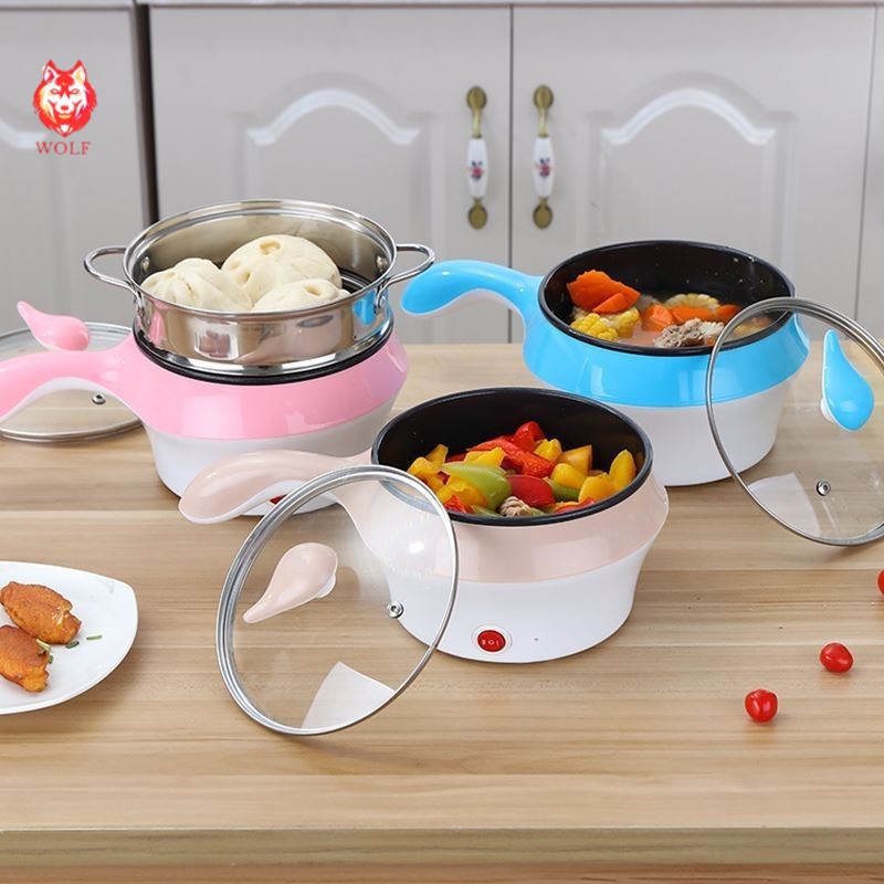 Ca nấu mì siêu tốc, nồi nấu đa năng mini siêu tốc 18cm + Tặng kèm khay hấp