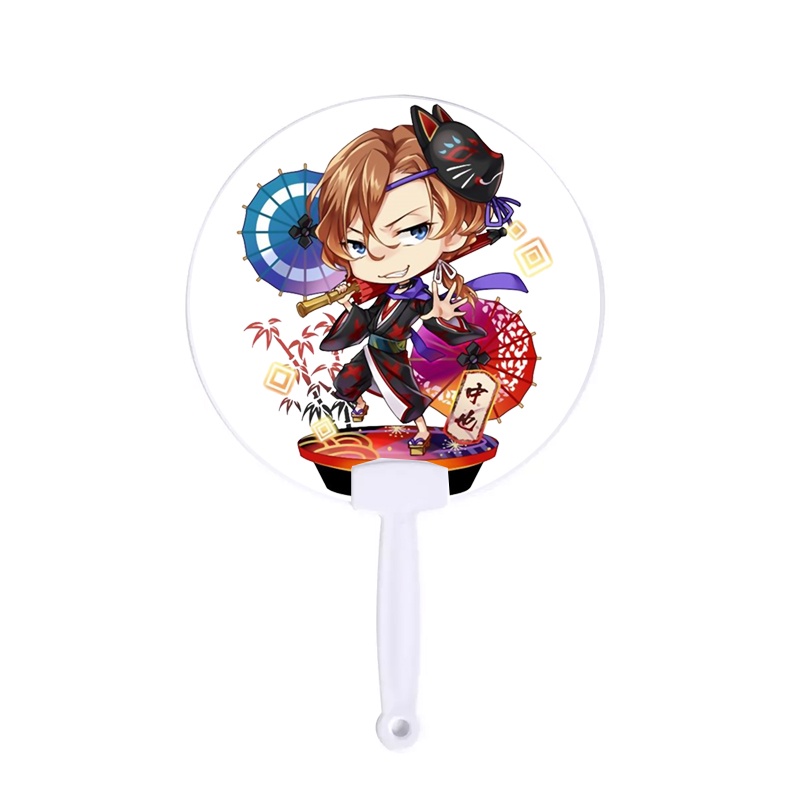 Quạt tròn cán nhựa in hình Bungou Stray Dogs chibi anime xinh xắn