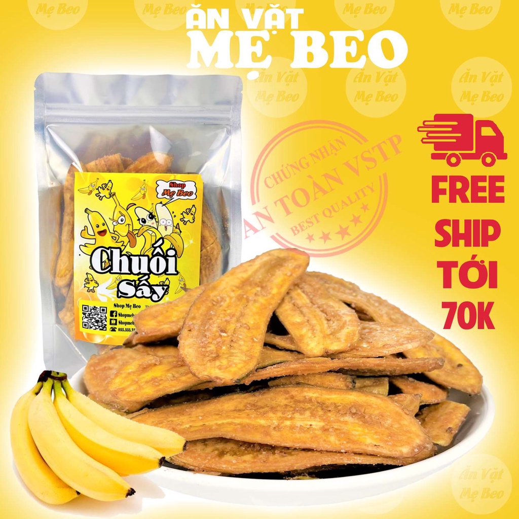 Chuối sấy mè giòn 500Gr Mẹ Beo đồ ăn vặt cực ngon