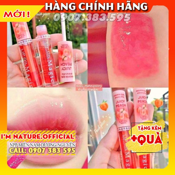 Son Dưỡng Môi Có Màu Trái Đào Lip Oil Magic Hasaya Girl Môi Căng Mọng