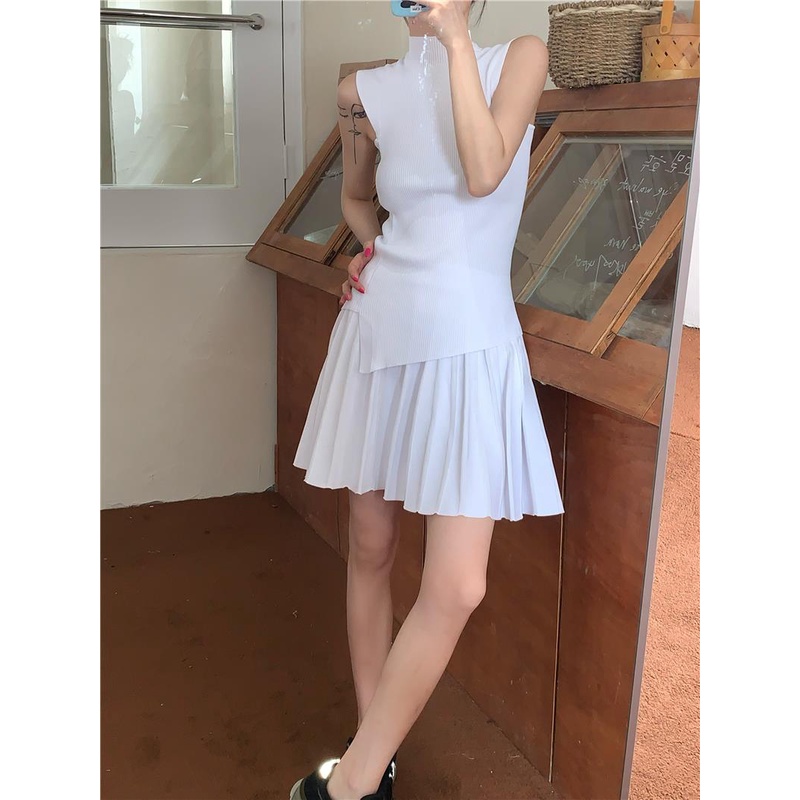 Áo Dệt Kim Không Tay Cổ Cao Thời Trang Mùa Hè Dành Cho Nữ