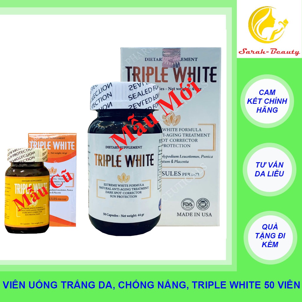 Chính hãng viên uống trắng da, chống nắng, ngừa nám triple white hộp 50 - ảnh sản phẩm 3