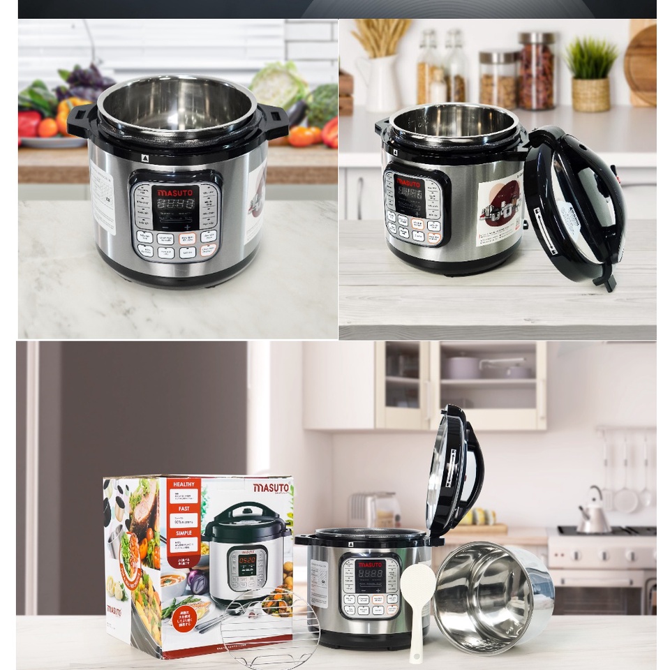 Nồi áp suất điện đa năng Masuto 6L LG-06A phím điều khiển tiếng Việt công nghệ Nhật Bản