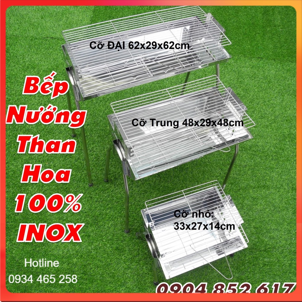 BẾP NƯỚNG THAN HOA thay đổi chiều cao, INOX toàn phần 100%, nướng đa năng, thuận tiện du lịch