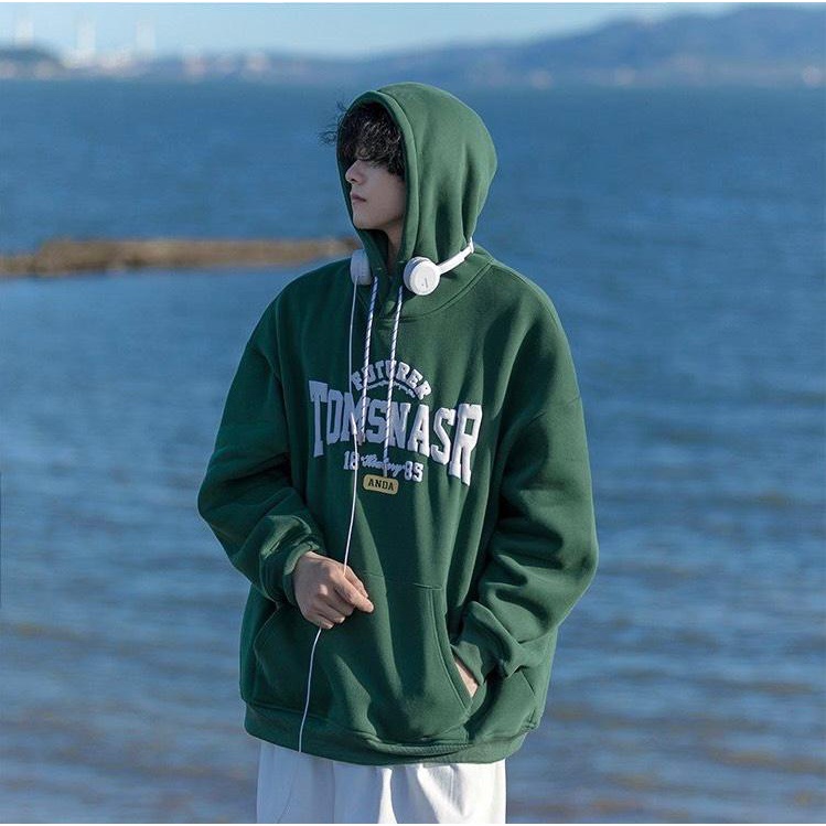 Áo hoodie nam nữ form rộng 2N Unisex nỉ bông khoác ngoài 1885 màu xám/xanh dương/xanh lá