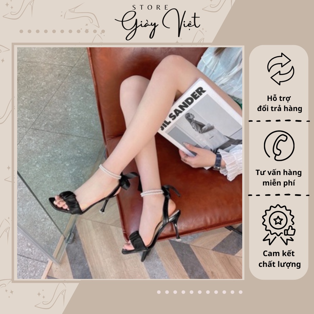 San Đan sếp ly trang trí hạt Ngọc thắt nơ siêu xinh 7p