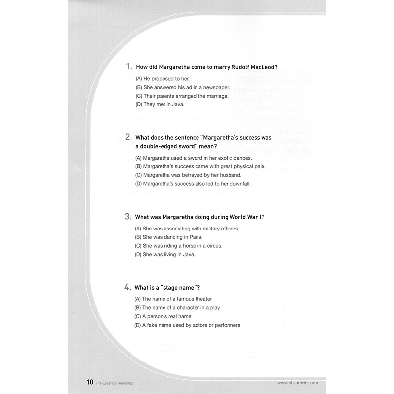 Sách Longman Pre-Essence Reading 2