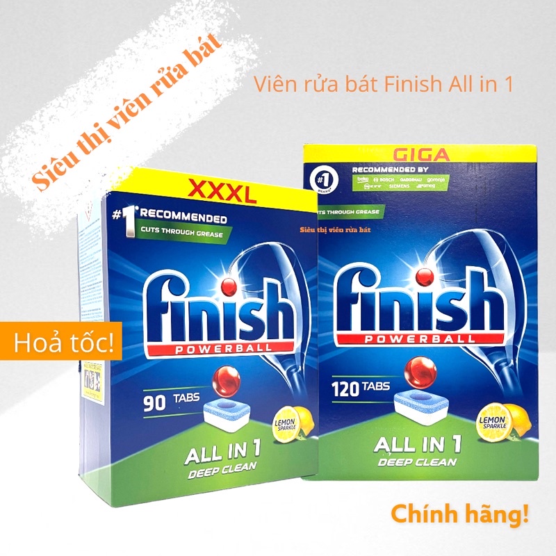 Viên rửa bát Finish All in 1 [6 chức năng, rẻ vô địch]