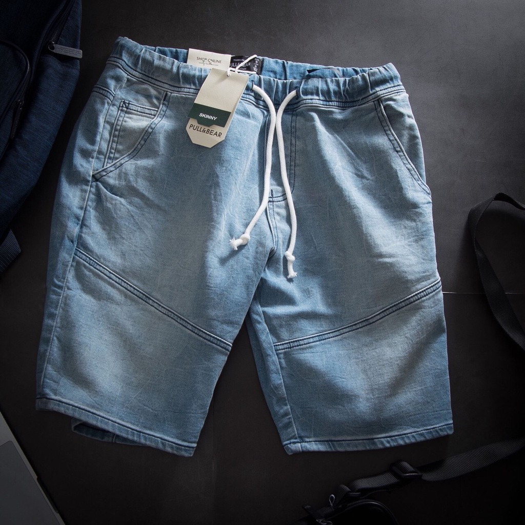 Quần short jean nam, quần sọt jean lưng thun có dây (Hình shop tự chụp) | BigBuy360 - bigbuy360.vn
