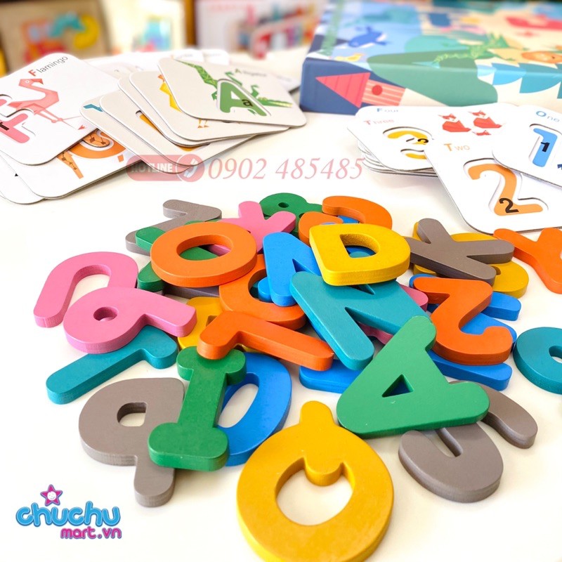 Bộ thẻ học ghép chữ cái và số tiếng Anh Alphabet ABC