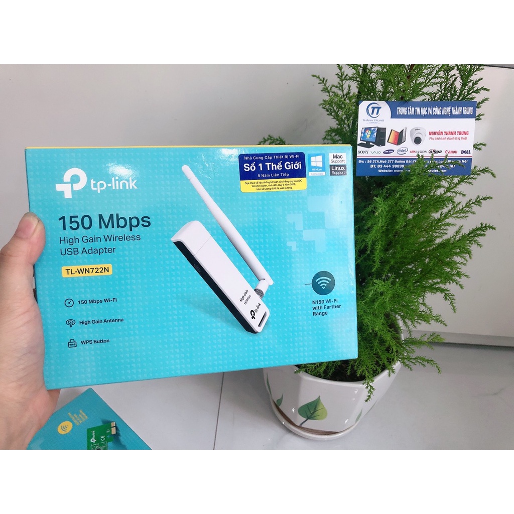 Bộ USB Thu Wifi 150Mbps TP-Link TL-WN722N Trắng - Mới Bảo hành Chính hãng 24 Tháng