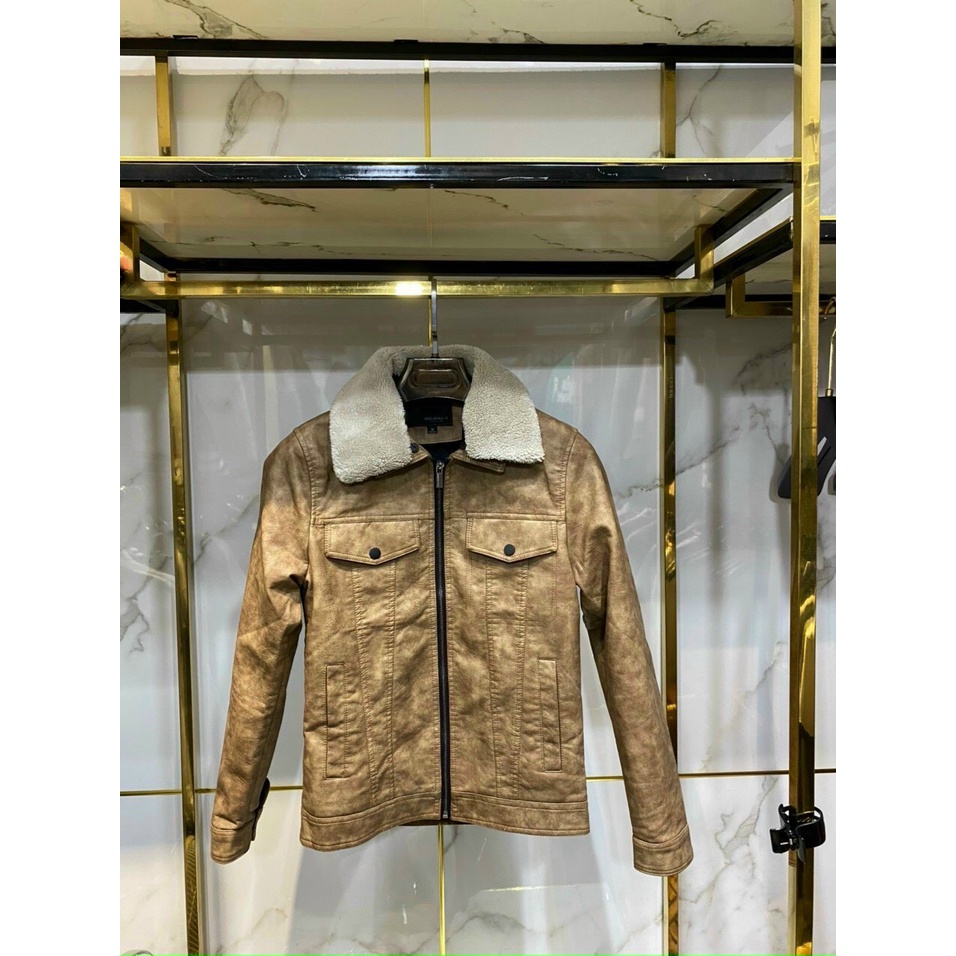 Áo khoác da nam cổ lông,lót lông cao cấp mẫu mới nhất 2022,