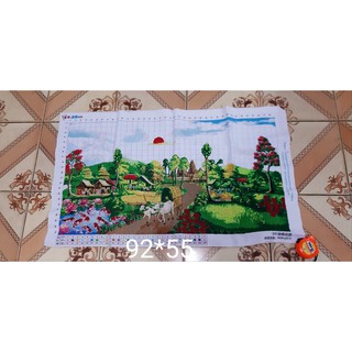 Tranh thêu thành phẩm làng quê