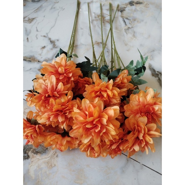 Cành hoa thược dược giả dài 72cm gồm 4 bông dùng để trang trí sự kiện, decor...