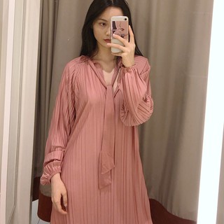 (Order) Đầm xếp li tay dài (Có 3 màu)