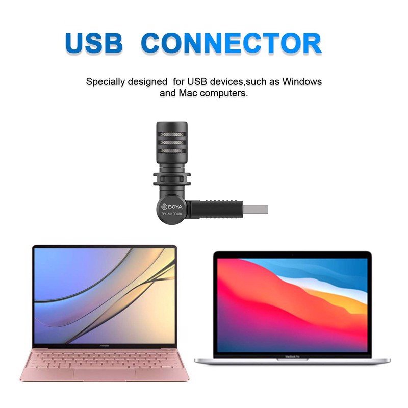 Micro Condenser USB Nhỏ Gọn Thu Âm Đa Hướng, Sử Dụng Cho Máy Tính Windows, Mac Boya BY-M100UA