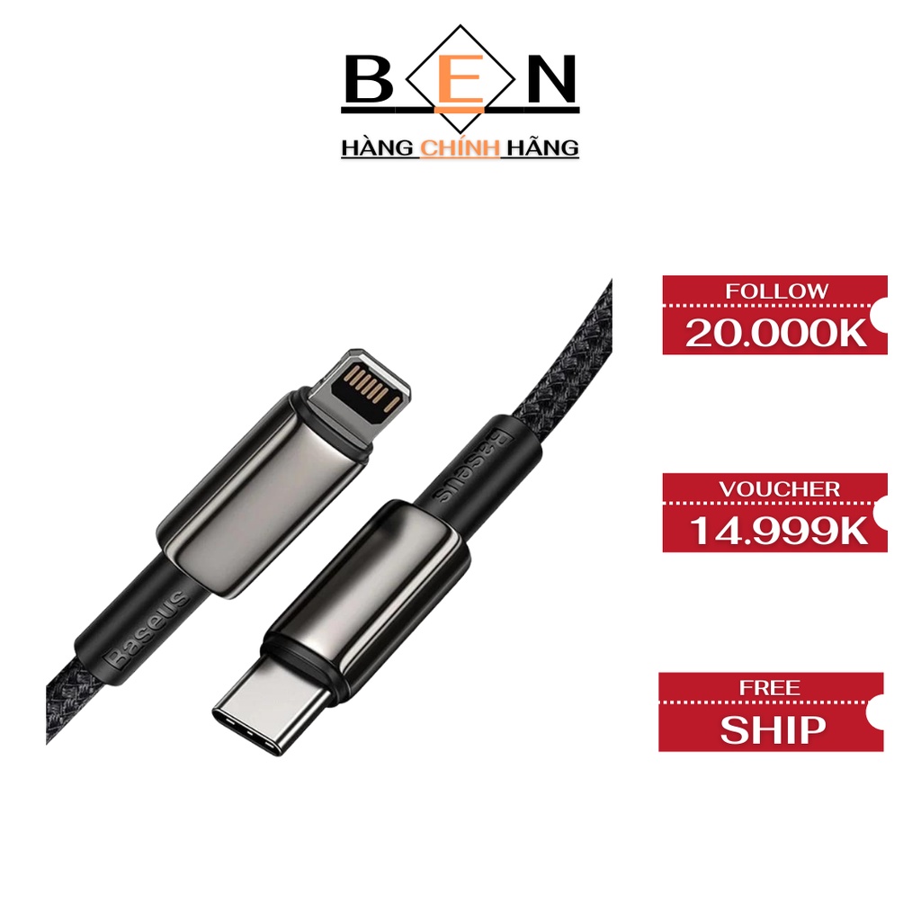 Cáp Sạc Nhanh 20w BASEUS stype-C to Lightning 1M Dây Sạc Nhanh Bọc Dù 20W - Chính hãng Việt Nam