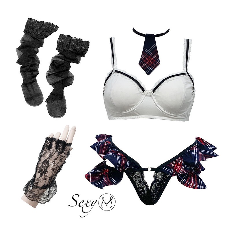 Set đồ lót cosplay học sinh 03 kèm cà vạt găng tất HS03 Sexy M