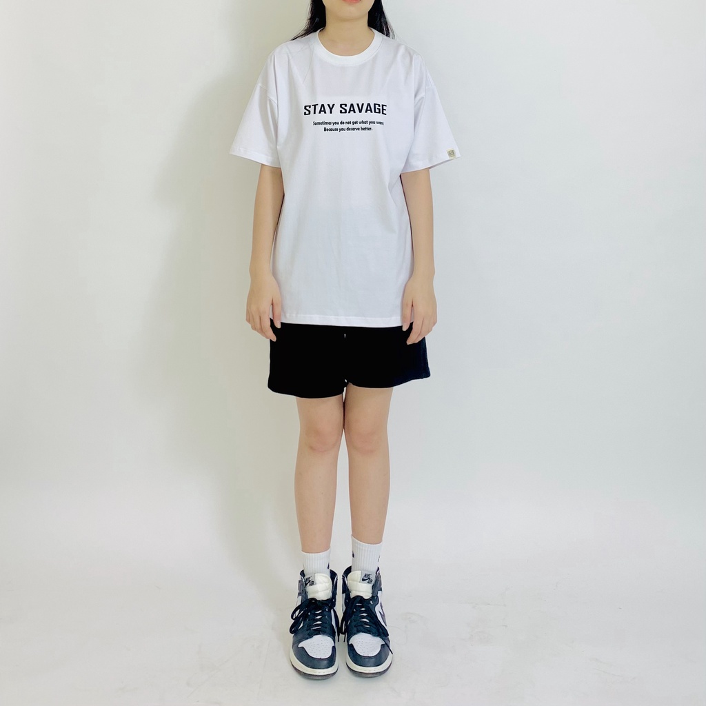 Áo thun Unisex KAWSTEE tay lỡ nam nữ form rộng oversize áo phông in hình Stay SAVAGE cá tính | BigBuy360 - bigbuy360.vn