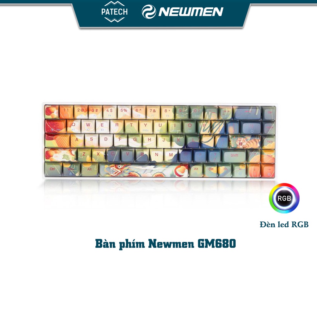 ۩₪˂PATECH˃ Bàn phím Newmen Dual mode GM680 (BT5.0 & Wire ) RGB PBT XDA - Jungle